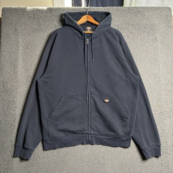 VTG Y2K Dickies Full Zip Hoodie Sweatshirt Mens XL Navy Cyber Skater Grunge - Picture 10 of 13